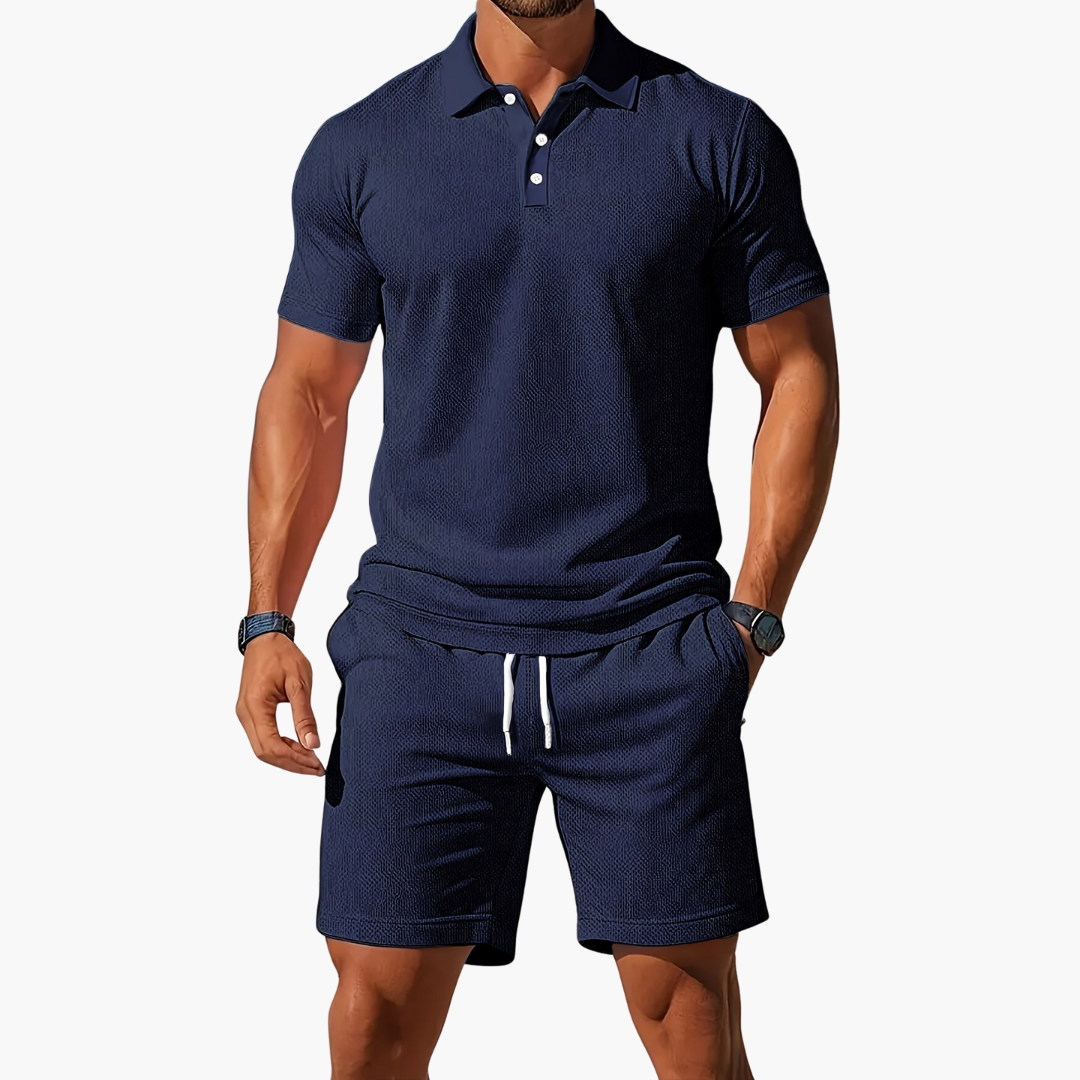 Men’s Cotton Polo & Shorts Set - Crawleigh