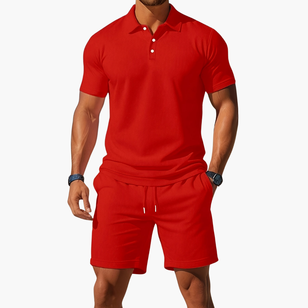 Men’s Cotton Polo & Shorts Set - Crawleigh