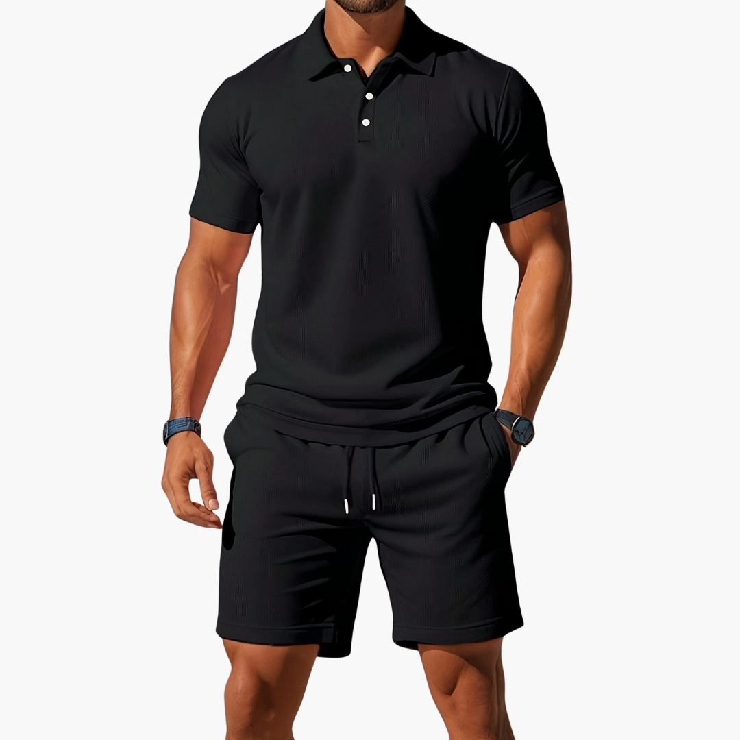 Men’s Cotton Polo & Shorts Set - Crawleigh
