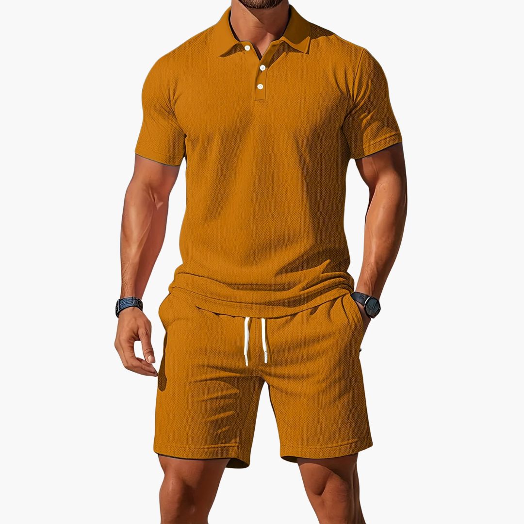 Men’s Cotton Polo & Shorts Set - Crawleigh