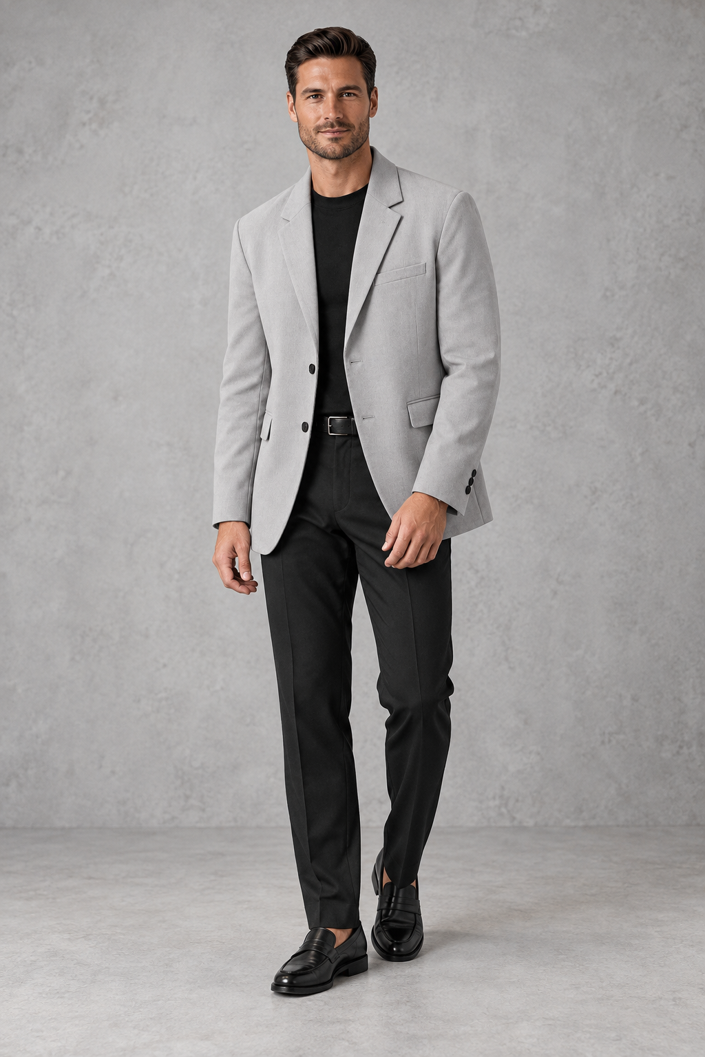 Men's Relaxed-Fit Blazer in Light Grey – full-length view