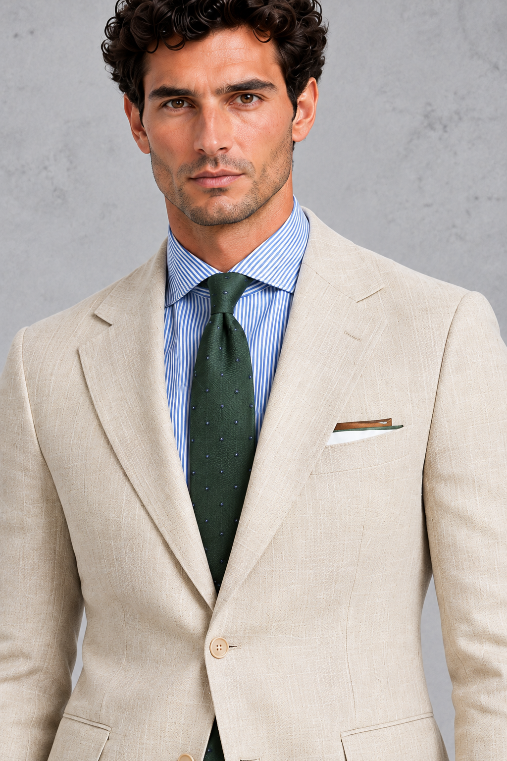 Men's Slim Fit Linen-Look Blazer – Beige