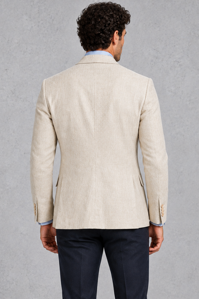 Men's Slim Fit Linen-Look Blazer – Beige