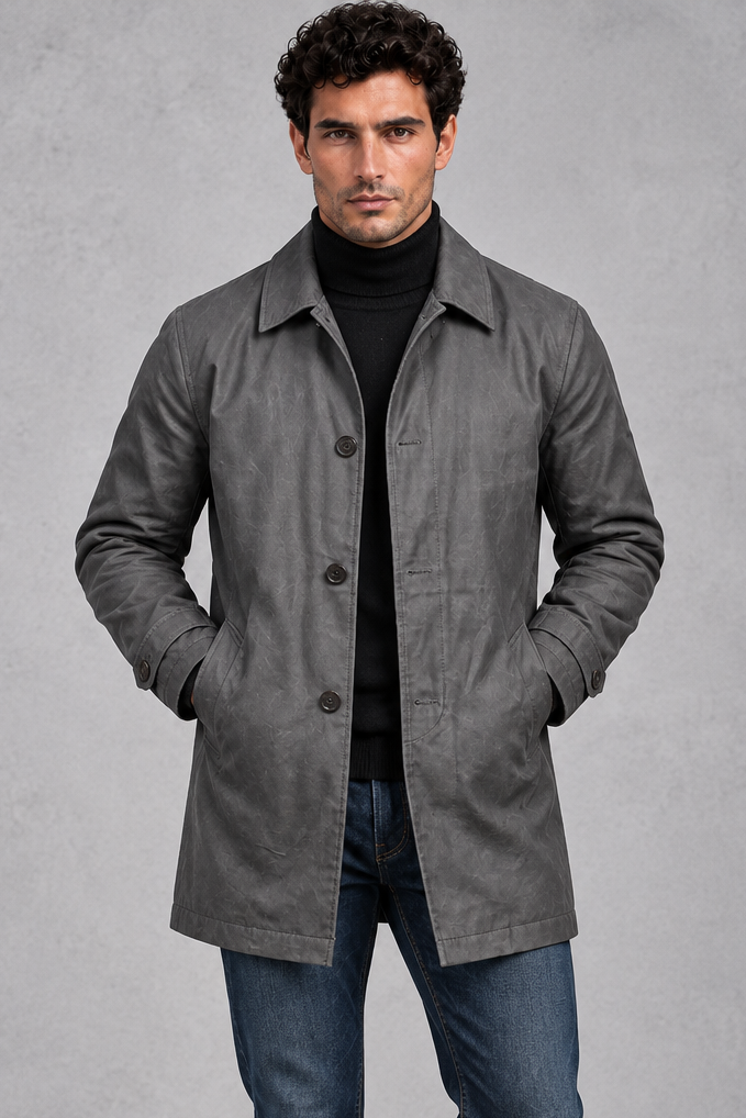 Men's Overcoat in Grey – front view