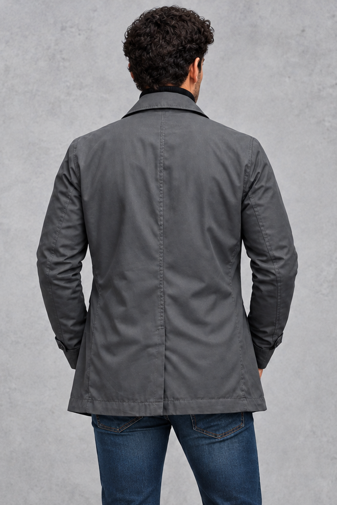 Men's Overcoat in Grey – back view