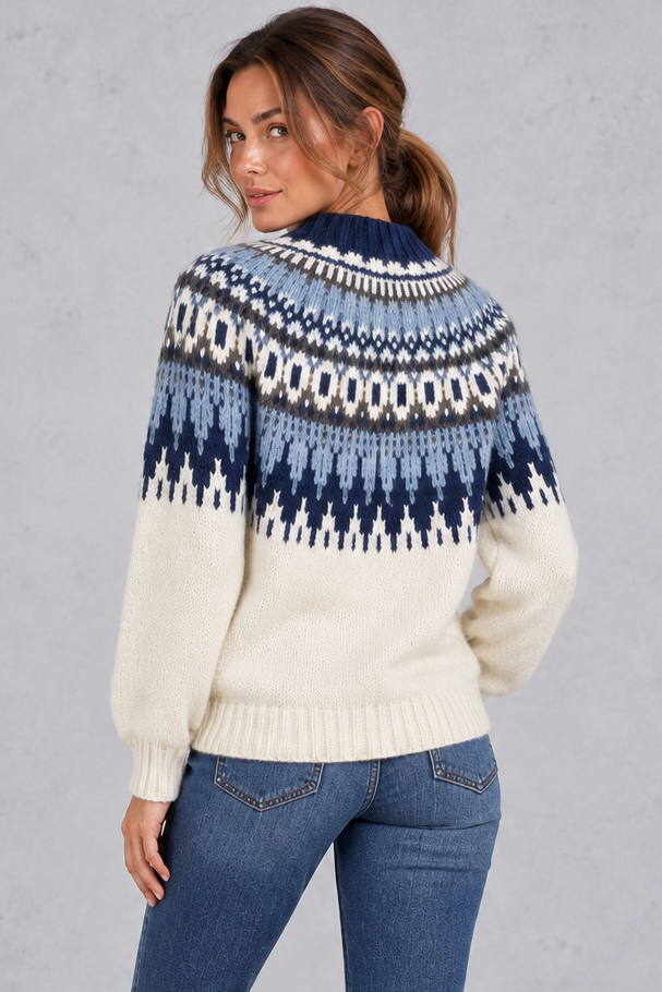 Women's Fair Isle knit jumper in Blue – back view