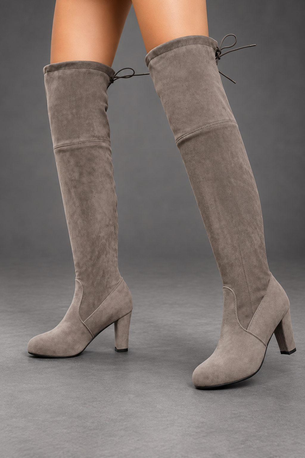 Women's over-the-knee boots in Grey – side view