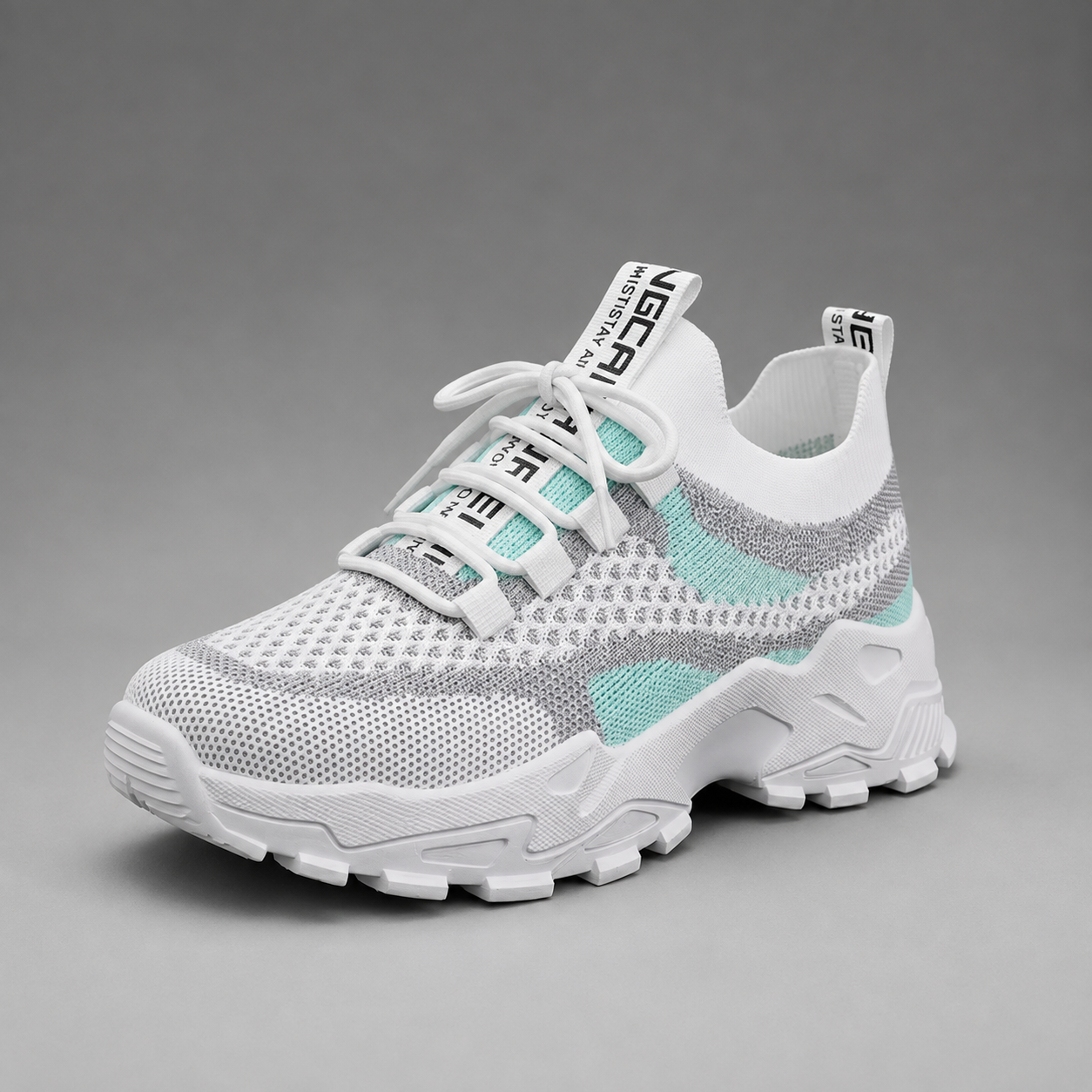 Women's lightweight breathable walking trainers with mesh upper, cushioned sole and lace-up design, available in blue, turquoise and pink for comfortable everyday walking and casual wear.