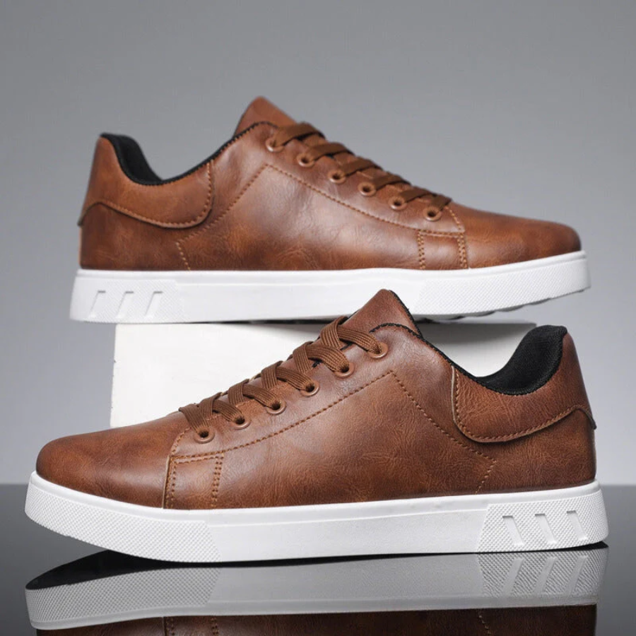 Men’s leather low top sneakers casual everyday footwear