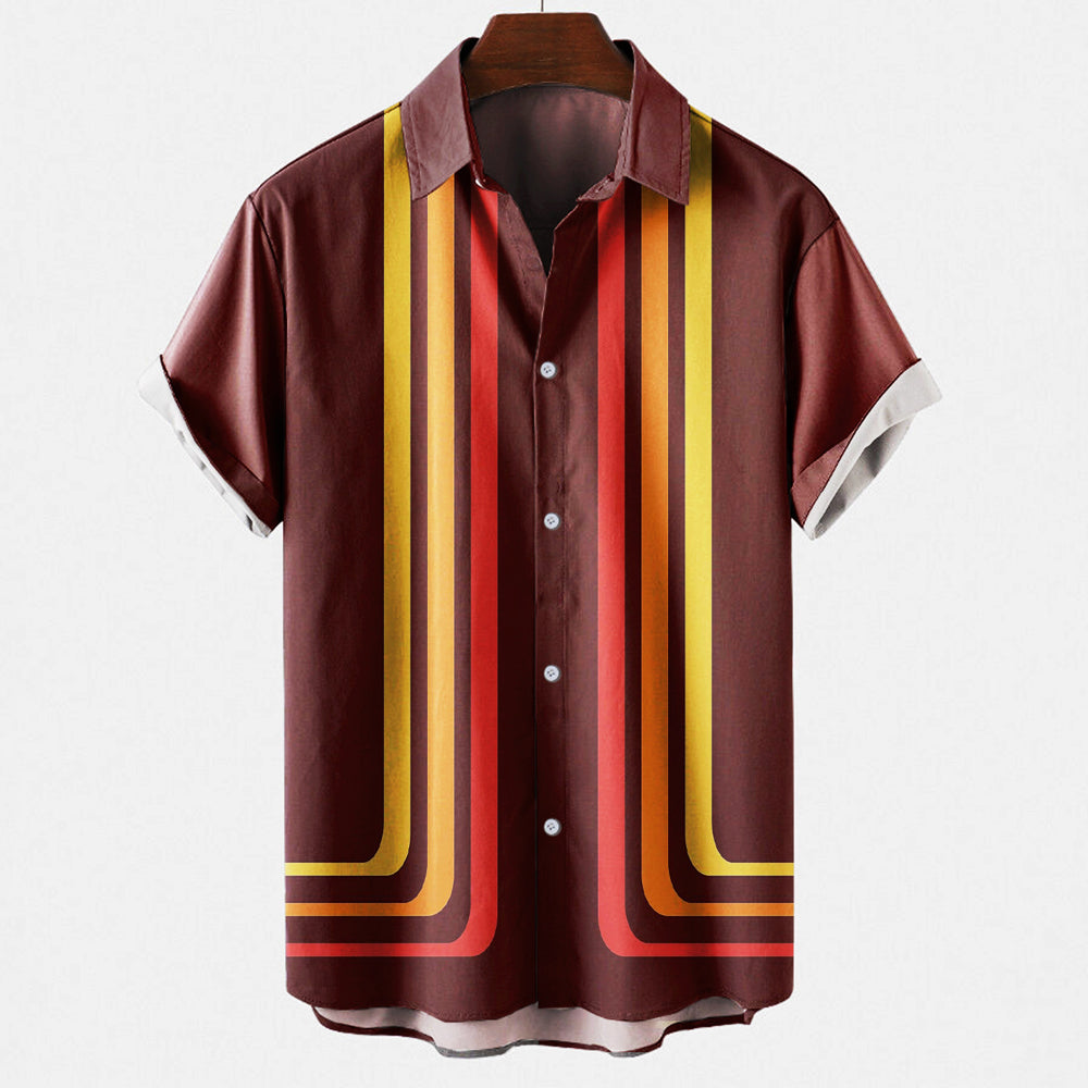 Short-sleeve shirt with a striped pattern on a white background
