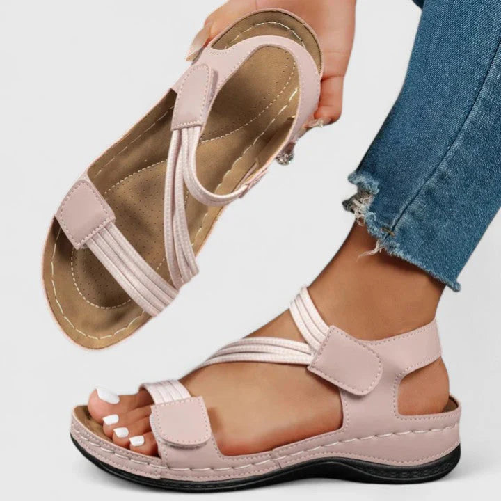 Women’s open toe comfort sandals with arch support and cushioned sole