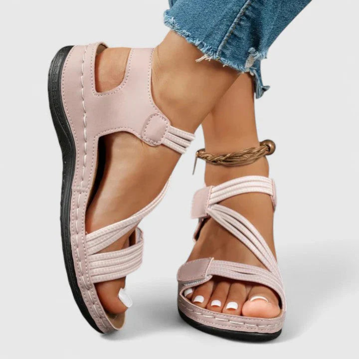 Women’s open toe comfort sandals with arch support and cushioned sole