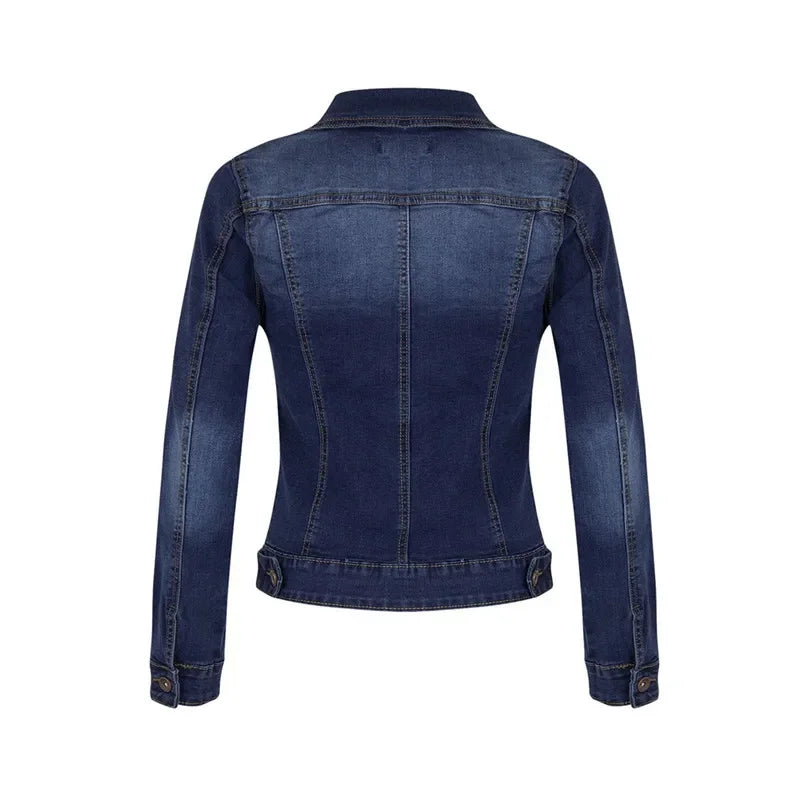Blue denim jacket on a white background