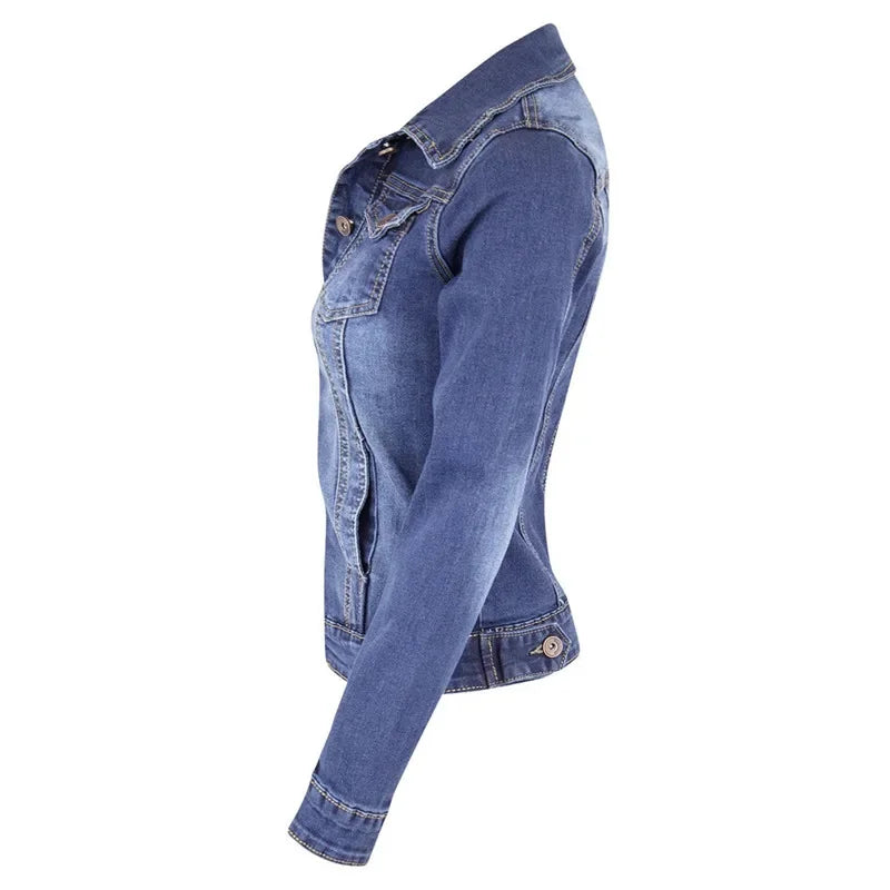 Blue denim jacket on a white background