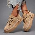 Women’s Lace-Up Round Toe Trainers – Lightweight Casual Everyday Shoes