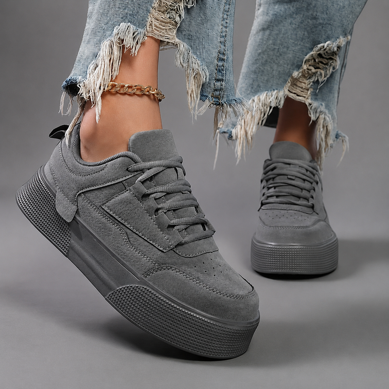 Women’s Lace-Up Round Toe Trainers – Lightweight Casual Everyday Shoes