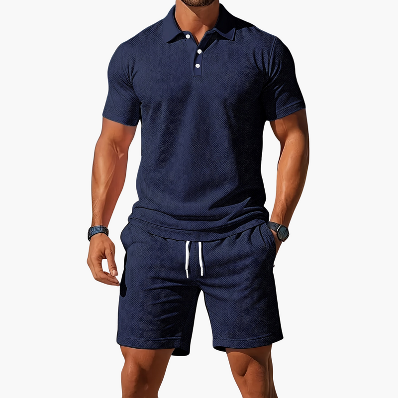 Men’s Cotton Polo & Shorts Set - Crawleigh