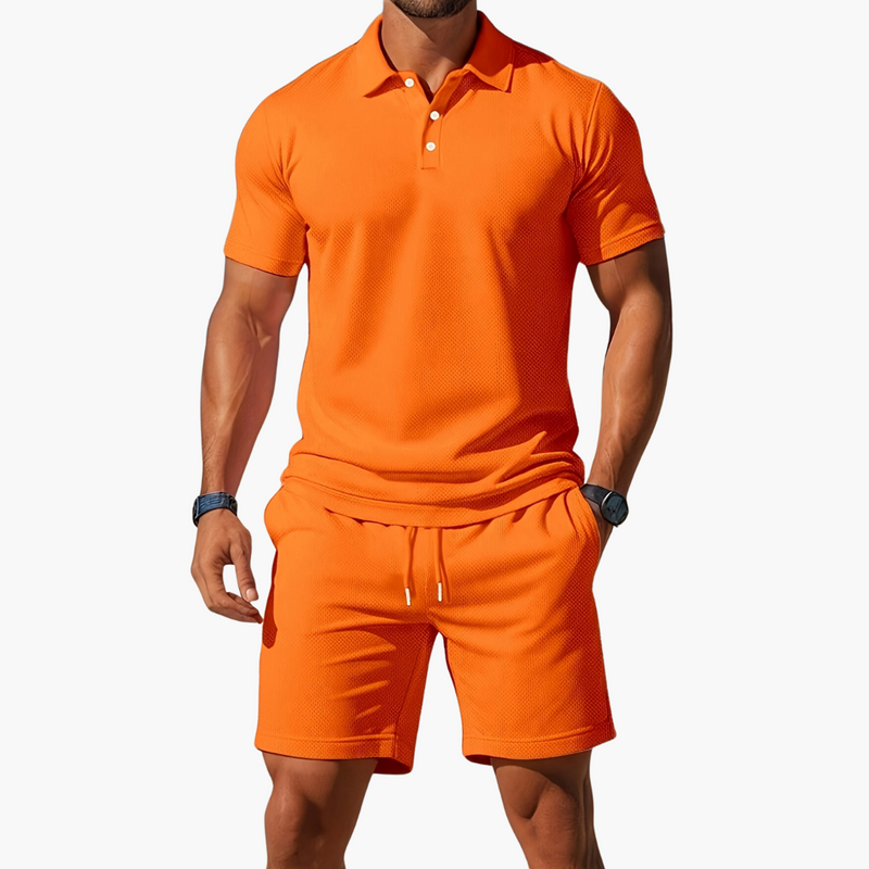 Men’s Cotton Polo & Shorts Set - Crawleigh