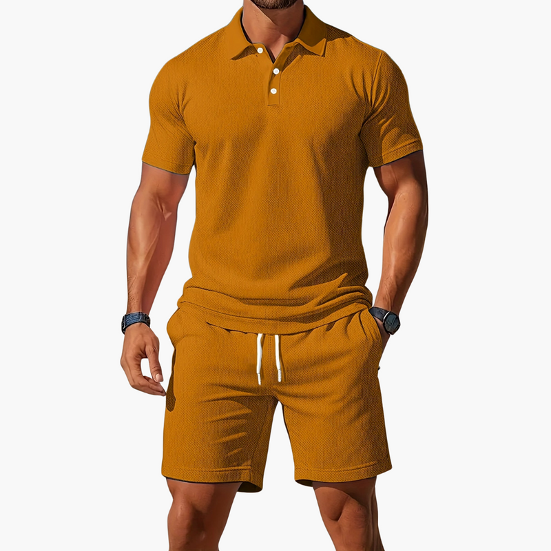Men’s Cotton Polo & Shorts Set - Crawleigh