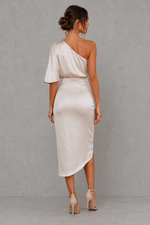 Women’s Satin Midi One-Shoulder Evening Dress - Craw Leigh