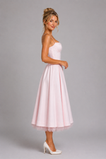 Women’s Corset Midi Dress with Full Skirt – Elegant Occasion Style