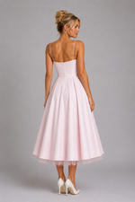 Women’s Corset Midi Dress with Full Skirt – Elegant Occasion Style