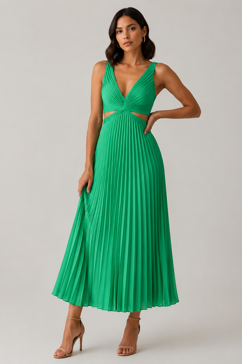 Women’s Pleated Midi Cocktail Dress - Craw Leigh