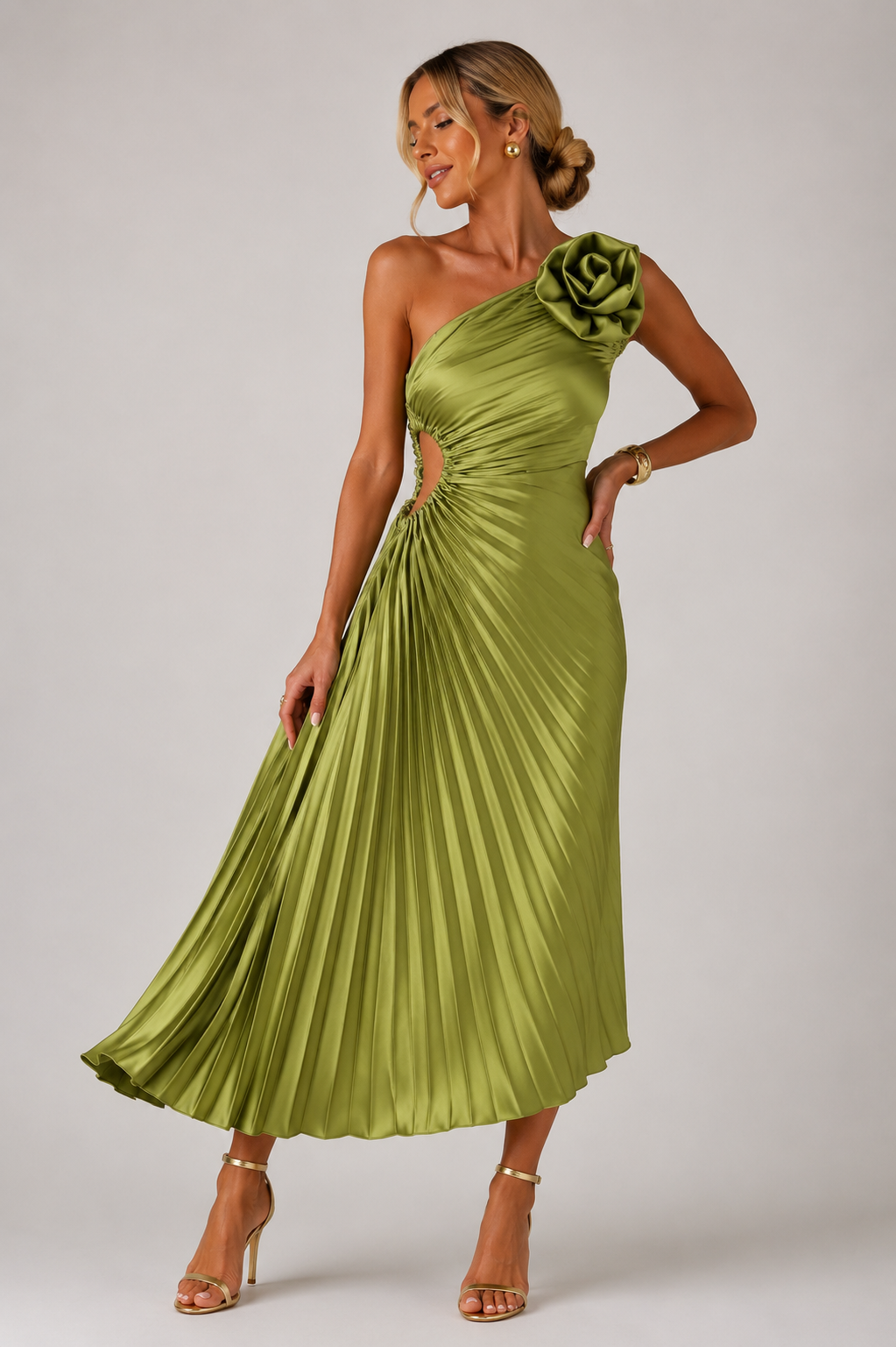 Women’s One Shoulder Pleated Maxi Cocktail Dress - Craw Leigh