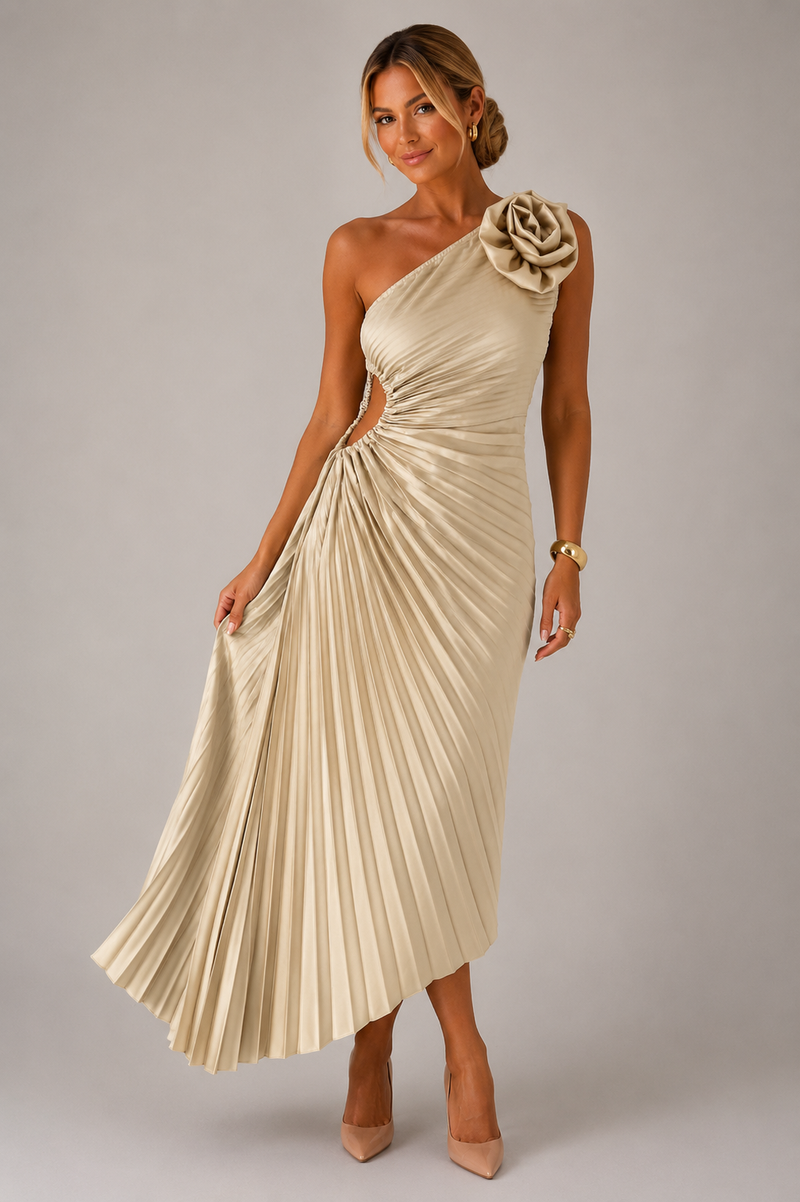 Women’s One Shoulder Pleated Maxi Cocktail Dress - Craw Leigh