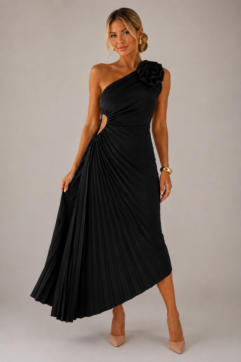 Women’s One Shoulder Pleated Maxi Cocktail Dress - Craw Leigh