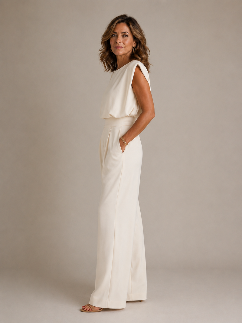 Women’s Sleeveless Pleated Wide Leg Jumpsuit - Craw Leigh