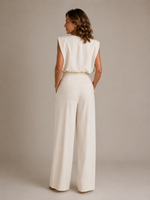 Women’s Sleeveless Pleated Wide Leg Jumpsuit - Craw Leigh