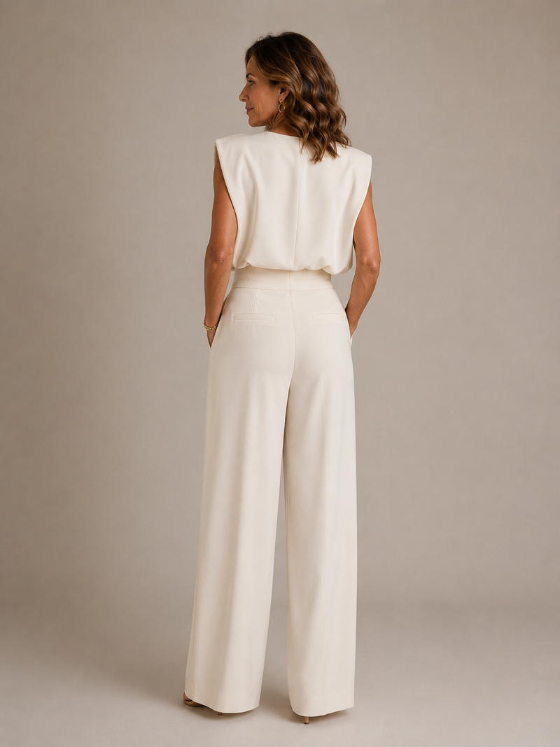 Women’s Sleeveless Pleated Wide Leg Jumpsuit - Craw Leigh