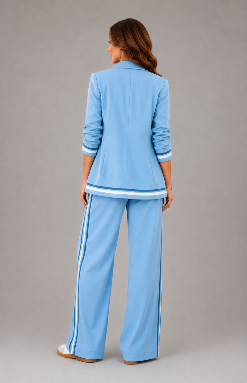 Women’s Sporty Chic Blazer & Wide Leg Trouser - High Waisted Two-Piece Set