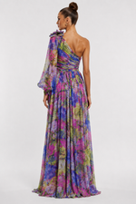 Women’s One Shoulder Floral Midi Dress Flowy Fit - Craw Leigh