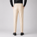 Men’s High Waist Straight Fit Pleated Casual Trousers - Craw Leigh