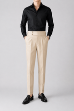 Men’s High Waist Straight Fit Pleated Casual Trousers - Craw Leigh