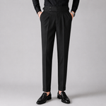 Men’s High Waist Straight Fit Pleated Casual Trousers - Craw Leigh