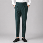 Men’s High Waist Straight Fit Pleated Casual Trousers - Craw Leigh