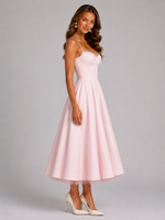 Women’s Corset Midi Dress with Full Skirt for Weddings & Special Occasions