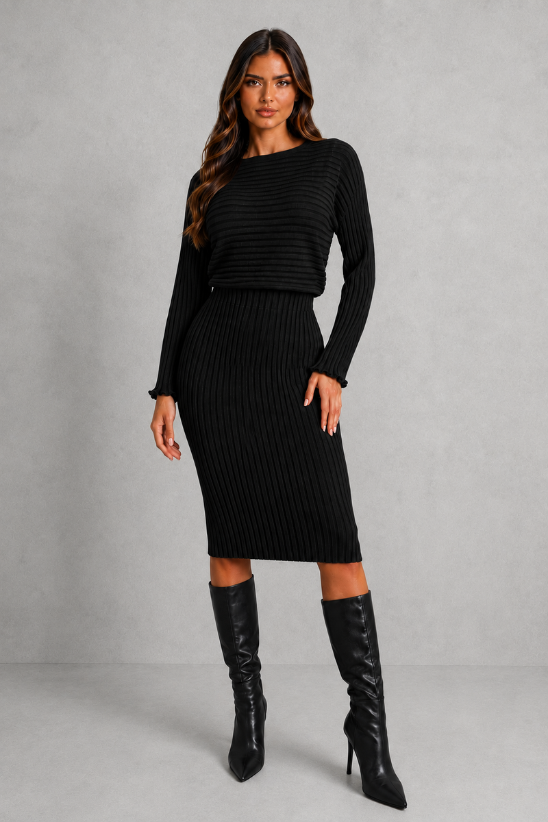 Women’s Two-Piece Knit Set with Cropped Sweater - Crawleigh