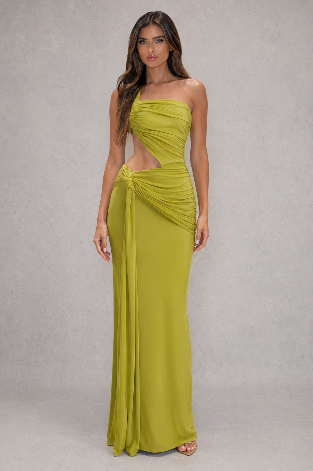 Women’s Asymmetric Cut-Out Jersey Maxi Dress for Evening & Holiday Wear