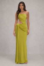 Women’s Asymmetric Cut-Out Jersey Maxi Dress for Evening & Holiday Wear