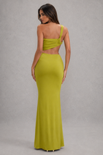 Women’s Asymmetric Cut-Out Jersey Maxi Dress for Evening & Holiday Wear