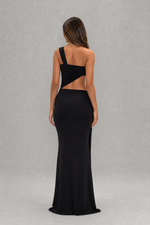 Women’s Asymmetric Cut-Out Jersey Maxi Dress for Evening & Holiday Wear