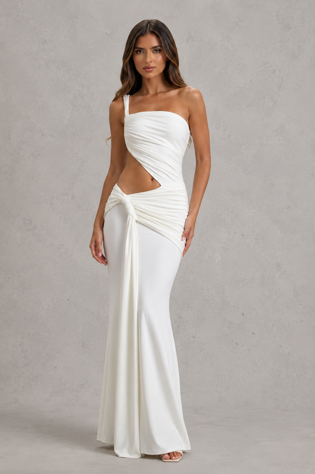 Women’s Asymmetric Cut-Out Jersey Maxi Dress for Evening & Holiday Wear