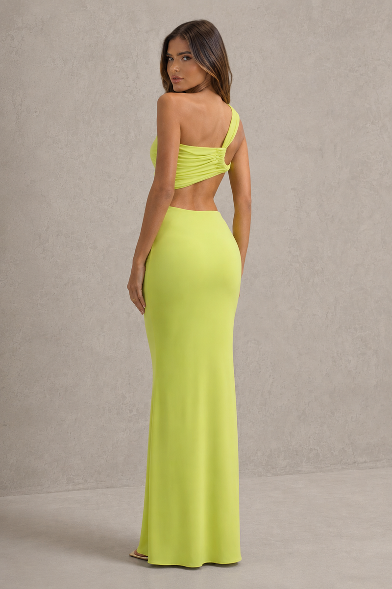 Women’s Asymmetric Cut-Out Jersey Maxi Dress for Evening & Holiday Wear