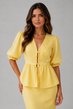 Women’s Cotton Two-Piece Maxi Skirt Set with Puff Sleeve Blouse for Summer Wear