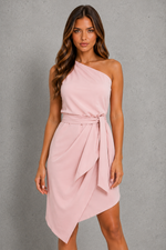 Women’s One Shoulder Midi Dress with Elegant Waist Detail for Evening & Formal Wear
