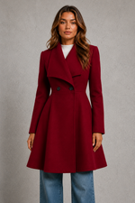 Women’s Elegant Tailored Coat – Classic Longline Autumn & Winter Overcoat